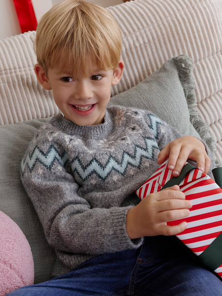 Pull mixte jacquard noël capsule famille gris chiné 6 - vertbaudet enfant 