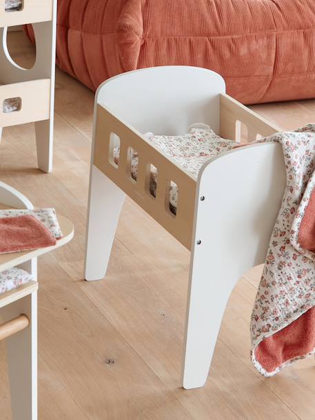 Lit poupon en bois FSC® blanc+bois 3 - vertbaudet enfant 