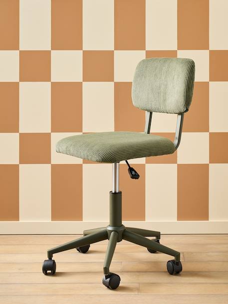 Chaise de bureau à roulettes enfant en velours écru+rose+vert 13 - vertbaudet enfant 