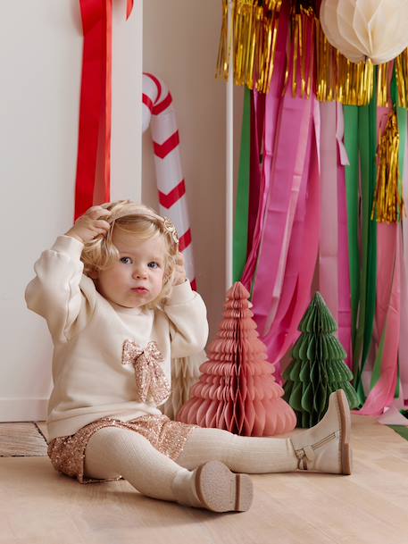 Ensemble bébé fille noël sweat short à sequins or 2 - vertbaudet enfant 