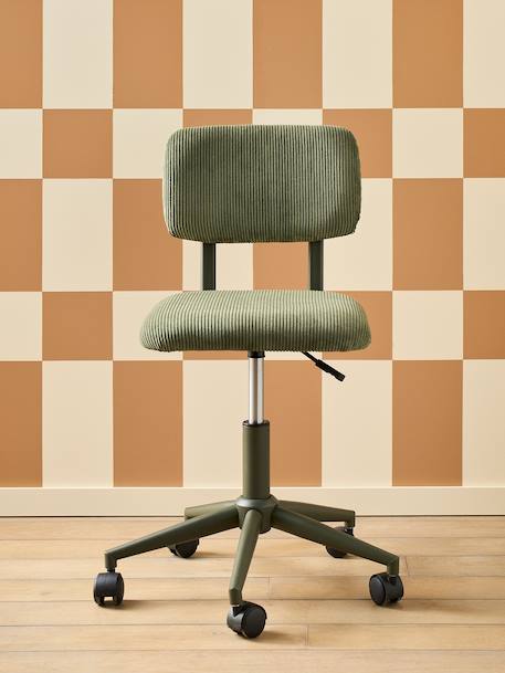 Chaise de bureau à roulettes enfant en velours écru+rose+vert 11 - vertbaudet enfant 