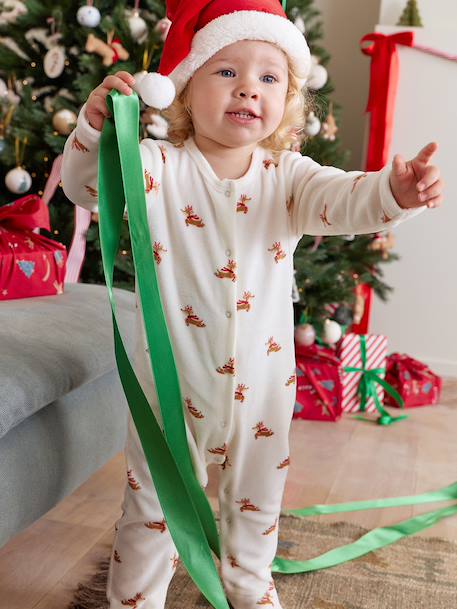 Ensemble bébé noël pyjama bonnet mixte capsule fratrie écru 2 - vertbaudet enfant 