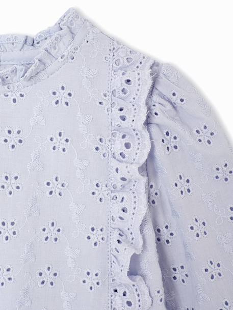 Blouse bébé broderie anglaise à volants blanc+bleu ciel+rose bonbon 13 - vertbaudet enfant 