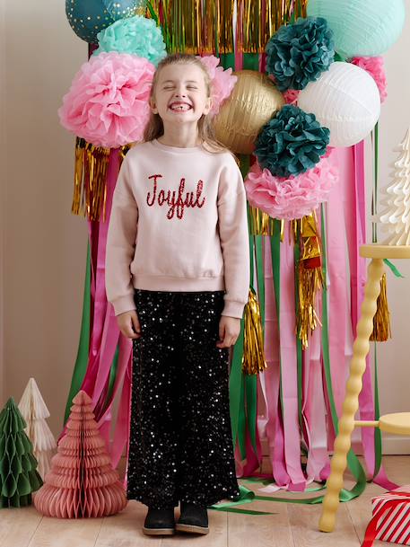 Sweat fille noël message en sequins rose poudré 8 - vertbaudet enfant 