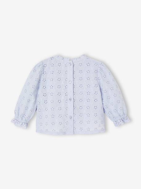 Blouse bébé broderie anglaise à volants blanc+bleu ciel+rose bonbon 12 - vertbaudet enfant 