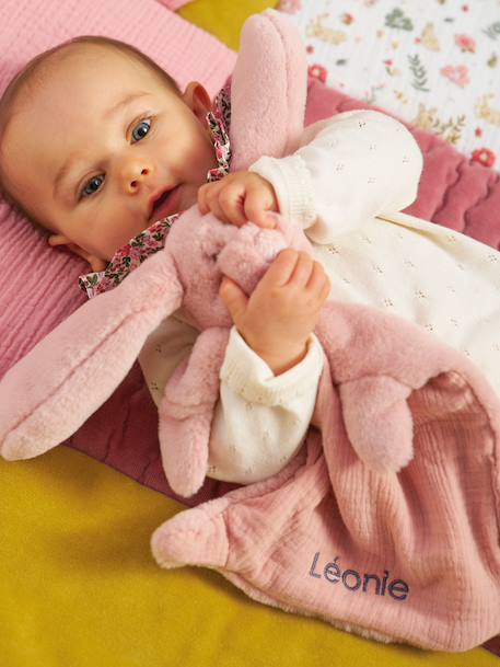 Doudou lapin bi-matière personnalisable blanc+rose 5 - vertbaudet enfant 