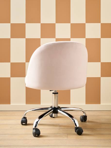 Chaise de bureau à roulettes enfant en velours bleu+rose poudré 12 - vertbaudet enfant 