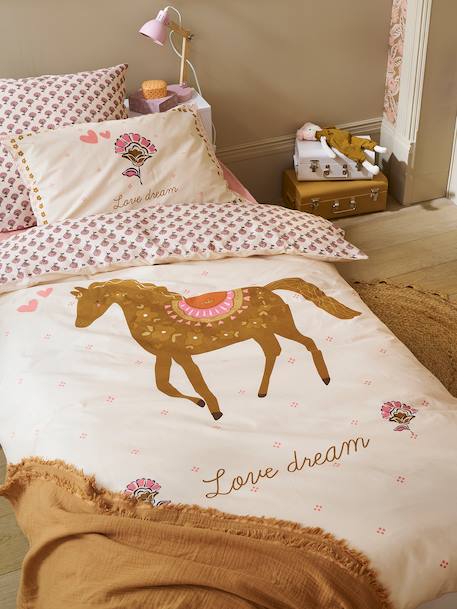 Parure housse de couette + taie d'oreiller ARIZONA DREAM, avec coton recyclé blanc imprimé 1 - vertbaudet enfant 