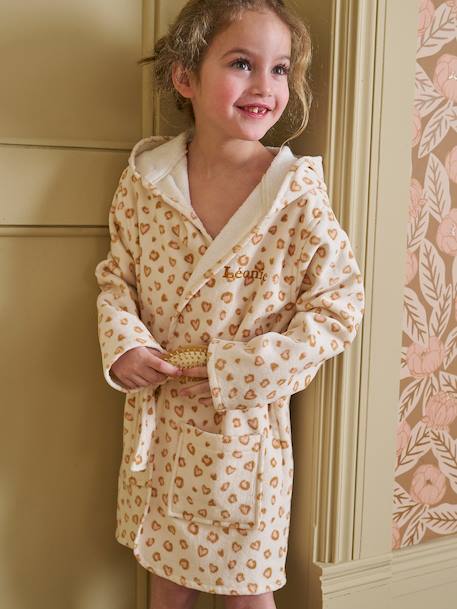 Peignoir enfant personnalisable Léopard, avec coton recyclé blanc imprimé 2 - vertbaudet enfant 