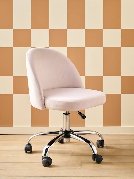 Chaise de bureau à roulettes enfant en velours bleu+rose poudré 9 - vertbaudet enfant 