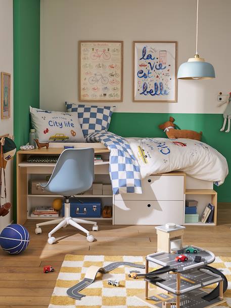 Lit enfant 90x190cm combiné avec bureau et rangement TEEN blanc 8 - vertbaudet enfant 