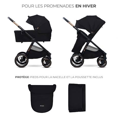 Poussette 2 en 1 Kinderkraft NEA 2 avec Nacelle Spacieuse, Roues Amorties, Siège Réversible et Pliage Compact Beige+Beige/sable+Gris+Gris clair+Noir+Noir/argent 28 - vertbaudet enfant 
