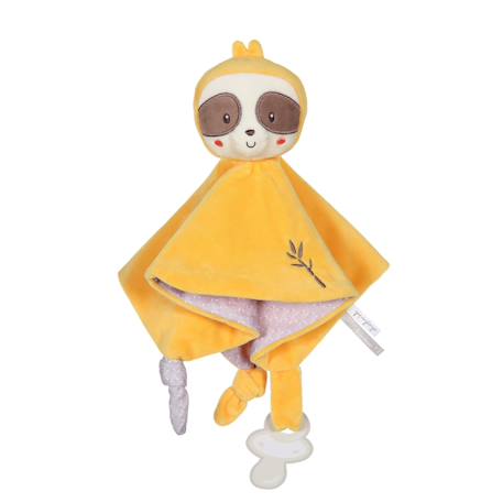 Carré doudou bebe bamboo - paresseux - 24 cm s/carte Jaune 1 - vertbaudet enfant 