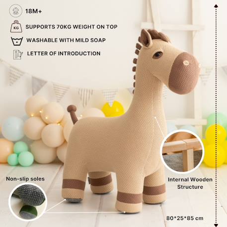 Grande peluche siège d’appoint cheval Dark and light brown 3 - vertbaudet enfant 