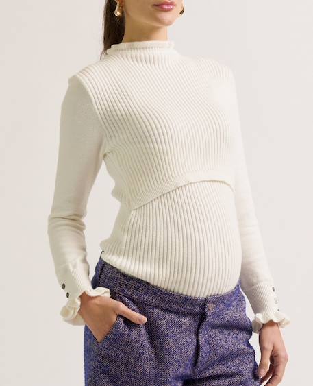 Pull de grossesse et allaitement dorothée Ivoire+Taupe 3 - vertbaudet enfant 
