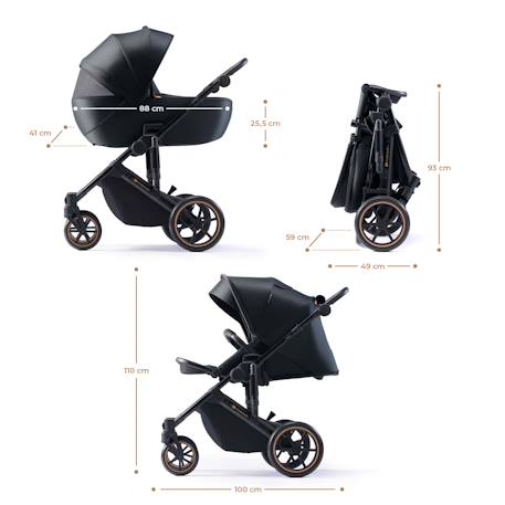 Poussette évolutive 2 en 1 suspension améliorée pour enfants à 22 kg Beige / sand dune+Gris noir+Velvet mocca+Venezian black+Vert foncé 12 - vertbaudet enfant 