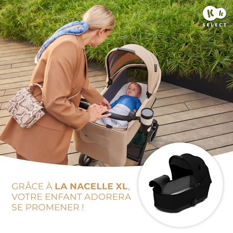 Poussette 2 en 1 Kinderkraft YOXI avec Nacelle Pliable, Siège Réversible, Roues Increvables et UPF50+ Gris+Noir 8 - vertbaudet enfant 