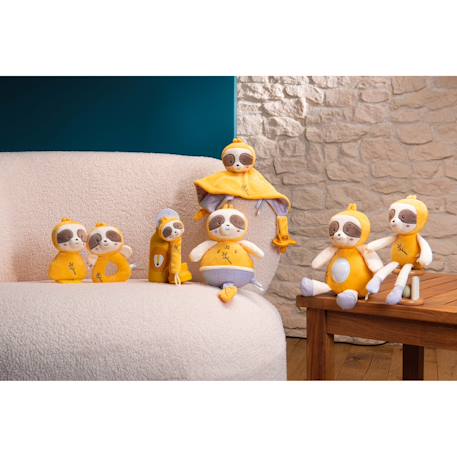 Carré doudou bebe bamboo - paresseux - 24 cm s/carte Jaune 5 - vertbaudet enfant 