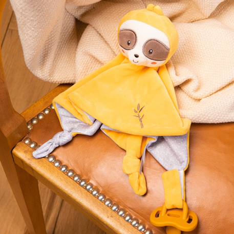 Carré doudou bebe bamboo - paresseux - 24 cm s/carte Jaune 3 - vertbaudet enfant 