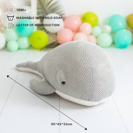 Grande peluche baleine en coton doux Grey 4 - vertbaudet enfant 