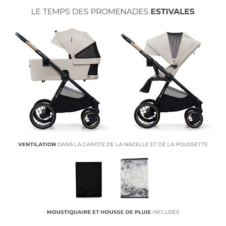 Poussette 2 en 1 Kinderkraft NEA 2 avec Nacelle Spacieuse, Roues Amorties, Siège Réversible et Pliage Compact Beige+Beige/sable+Gris+Gris clair+Noir+Noir/argent 4 - vertbaudet enfant 
