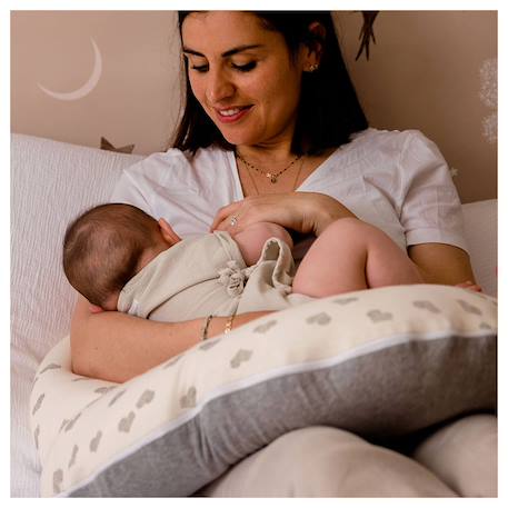 Coussin d'allaitement et de grossesse Cœurs/gris+Colombes+Lapins 2 - vertbaudet enfant 