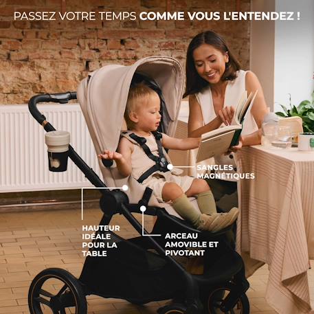 Poussette 2 en 1 Kinderkraft NEA 2 avec Nacelle Spacieuse, Roues Amorties, Siège Réversible et Pliage Compact Beige+Beige/sable+Gris+Gris clair+Noir+Noir/argent 14 - vertbaudet enfant 