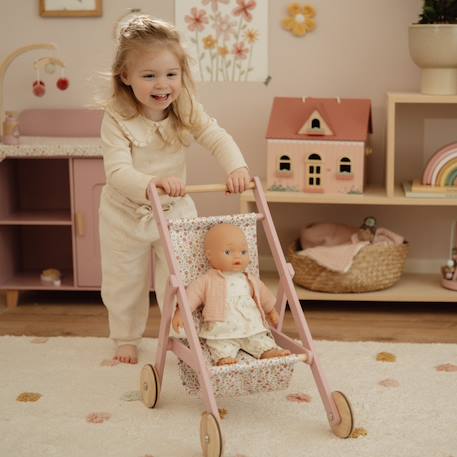 Poussette  en bois pour poupée Rose 5 - vertbaudet enfant 