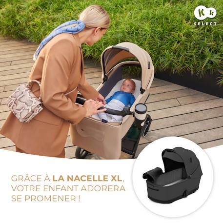 Poussette 2 en 1 Kinderkraft YOXI avec Nacelle Pliable, Siège Réversible, Roues Increvables et UPF50+ Gris+Noir 2 - vertbaudet enfant 