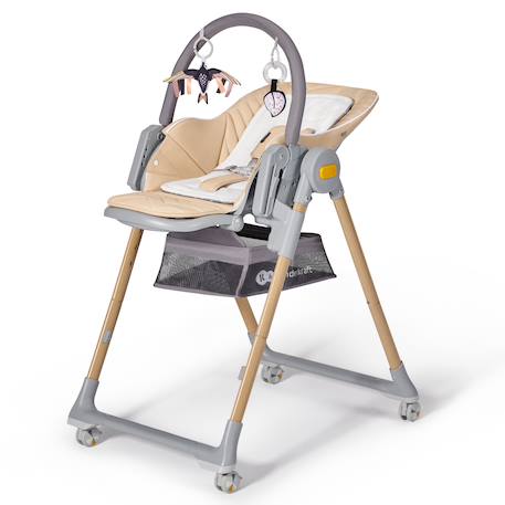 Chaise Haute et Transat LASTREE 2 en 1 avec Hauteur Réglable, Dossier Inclinable et Harnais 5 Points Beige+Gris+Rose 5 - vertbaudet enfant 