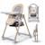 Chaise Haute et Transat LASTREE 2 en 1 avec Hauteur Réglable, Dossier Inclinable et Harnais 5 Points Beige+Gris+Rose 1 - vertbaudet enfant 