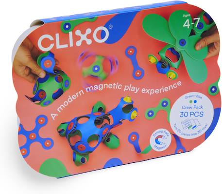 Crew pack (bleu/vert) clixo - jeu de construction magnétique, flexible, durable et imaginatif – 30 pièces – dès 4 ans Bleu 3 - vertbaudet enfant 