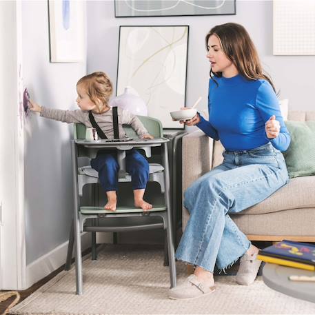 Chaise Haute Évolutive Kinderkraft LIVY 3 en 1 avec Assise Réglable, Repose-Pieds Ajustable et Design Ergonomique Gris+Rose 2 - vertbaudet enfant 