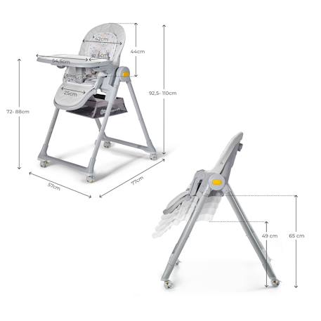 Chaise Haute et Transat LASTREE 2 en 1 avec Hauteur Réglable, Dossier Inclinable et Harnais 5 Points Beige+Gris+Rose 12 - vertbaudet enfant 