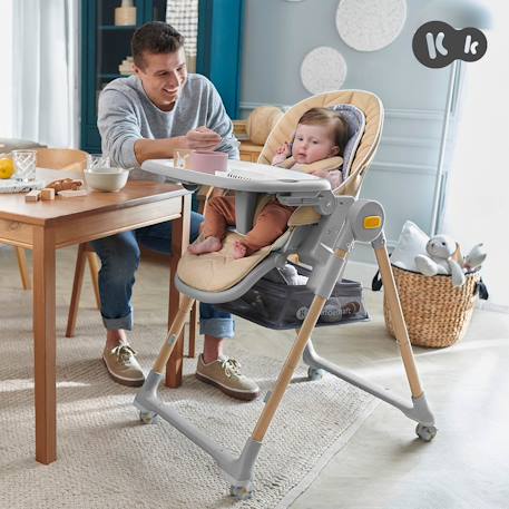 Chaise Haute et Transat LASTREE 2 en 1 avec Hauteur Réglable, Dossier Inclinable et Harnais 5 Points Beige+Gris+Rose 8 - vertbaudet enfant 