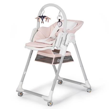Chaise Haute et Transat LASTREE 2 en 1 avec Hauteur Réglable, Dossier Inclinable et Harnais 5 Points Beige+Gris+Rose 17 - vertbaudet enfant 