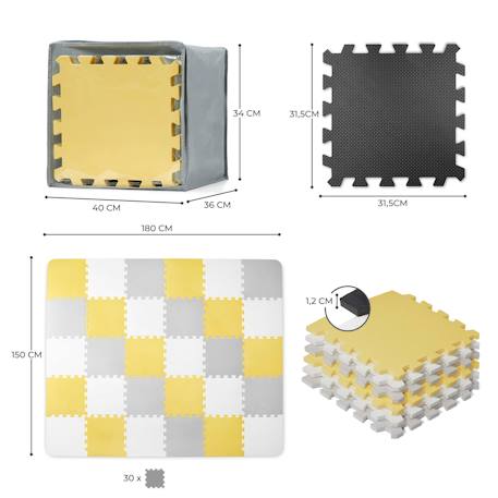 Tapis de jeu puzzle pour enfants - mousse douce et antidérapante Jaune+Noir 6 - vertbaudet enfant 