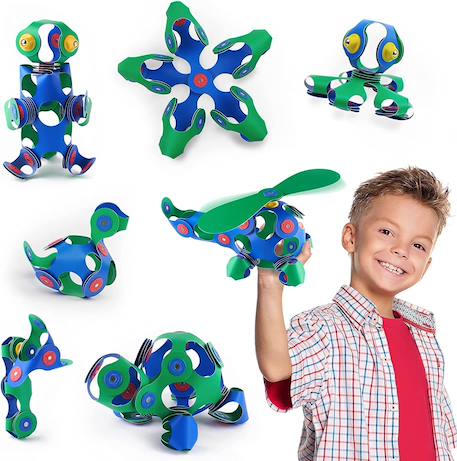 Crew pack (bleu/vert) clixo - jeu de construction magnétique, flexible, durable et imaginatif – 30 pièces – dès 4 ans Bleu 1 - vertbaudet enfant 