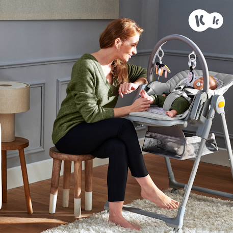Chaise Haute et Transat LASTREE 2 en 1 avec Hauteur Réglable, Dossier Inclinable et Harnais 5 Points Beige+Gris+Rose 9 - vertbaudet enfant 