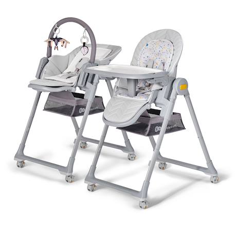 Chaise Haute et Transat LASTREE 2 en 1 avec Hauteur Réglable, Dossier Inclinable et Harnais 5 Points Beige+Gris+Rose 10 - vertbaudet enfant 