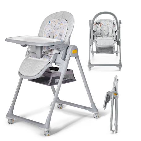 Chaise Haute et Transat LASTREE 2 en 1 avec Hauteur Réglable, Dossier Inclinable et Harnais 5 Points Beige+Gris+Rose 7 - vertbaudet enfant 