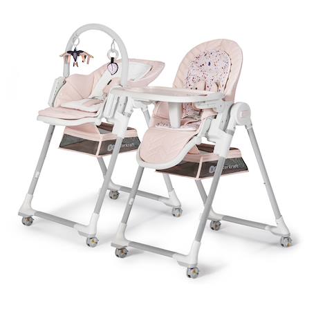 Chaise Haute et Transat LASTREE 2 en 1 avec Hauteur Réglable, Dossier Inclinable et Harnais 5 Points Beige+Gris+Rose 16 - vertbaudet enfant 