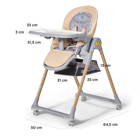 Chaise Haute et Transat LASTREE 2 en 1 avec Hauteur Réglable, Dossier Inclinable et Harnais 5 Points Beige+Gris+Rose 6 - vertbaudet enfant 