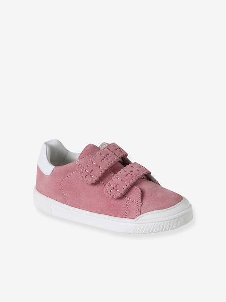 Baskets enfant fille cuir à scratchs bordeaux+or+rose 12 - vertbaudet enfant 