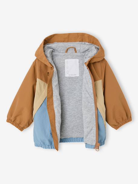 Blouson coupe-vent bébé garçon colorblock caramel+vert d'eau 2 - vertbaudet enfant 