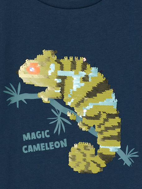 Tee-shirt garçon motif à sequins réversibles blanc+bleu nuit+bleu océan+écru+vert d'eau 15 - vertbaudet enfant 