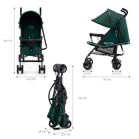 Poussette Parapluie TIK Légère 6,5 kg avec Position Allongée, Roues EVA Amorties et Pliage Compact Beige+Green+Grey+Marron 12 - vertbaudet enfant 
