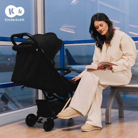 Poussette Cabine Kinderkraft PILOT 2 avec Pliage à Une Main, Position Allongée, Harnais Magnétique et UPF50+ Gris+Noir 2 - vertbaudet enfant 