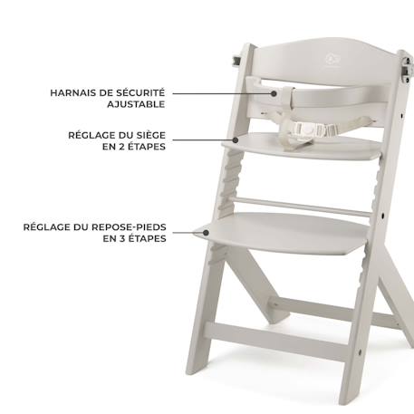 Chaise haute bois 3 en 1 reglable avec harnais, évolutive, réglable Beige+Blanc+Blanc/bois+Bleu marine+Bois naturel+Gris+Gris / bois+Marron 4 - vertbaudet enfant 