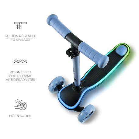 Trottinette 3 roues led pour enfant Beige+Bleu+Noir+Rosa 11 - vertbaudet enfant 